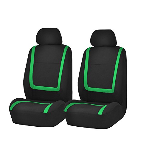 FH Group Car Seat Covers Front Set in Cloth-Car Seat Covers for Low Back Car Seats with Removable Headrest,Universal Fit,Automotive Seat Covers,Washable Car Seat Cover for SUV,Sedan,Van Green - color: Green, size: Front Set