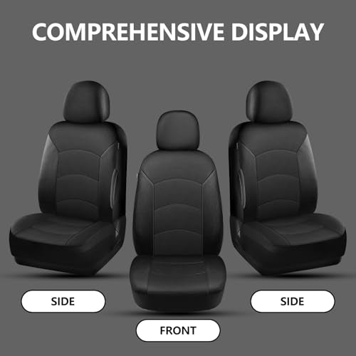 HChengkikz Car Seat Covers Front Seat, Waterproof Neoprene Seat Covers, Airbag Compatible, Universal Fit Most Sedans, SUVs, Trucks (Black)