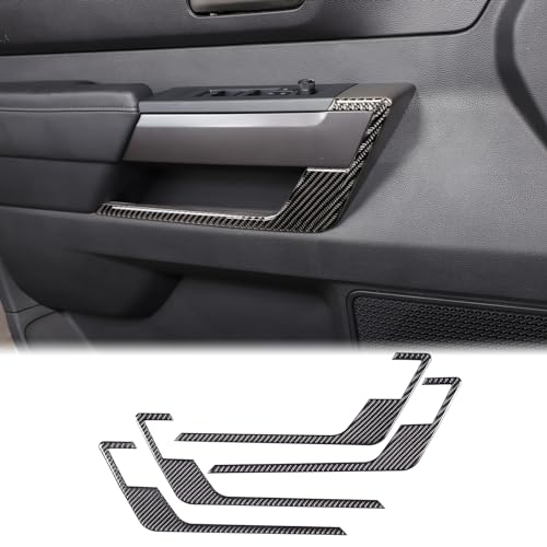 Aunginsy Inner Door Handle Panel Strip Trim Compatible with Toyota Tundra Crew Max 2022 2023 2024 2025 2026, Car Front Rear Door Panel C-Shaped Decorative Cover C-Type Sticker Protector Accessories - color: Black Carbon Fiber