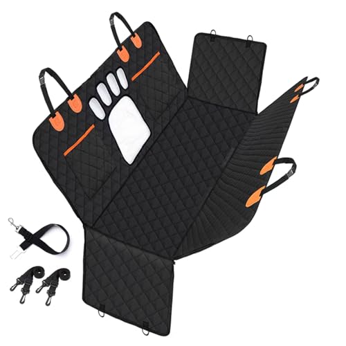 Dog Car Seat Cover,Back Seat Extender for Dogs,600D Heavy Dute Durable Car Seat Cover for Dogs Pets,100% Waterproof Back Seat Pet Cover for Dogs with Mesh Window, with Seatbelt,Trucks and SUVs - color: Dog Paw