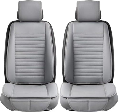 2pc Car Seat Covers, Luxury Car Protectors, Universal Anti-Slip Driver Seat Covers, Edge Wrapping Front Car Seat Covers with PU Leather(Gray) - color: Gray, size: 2x Front Seat Covers