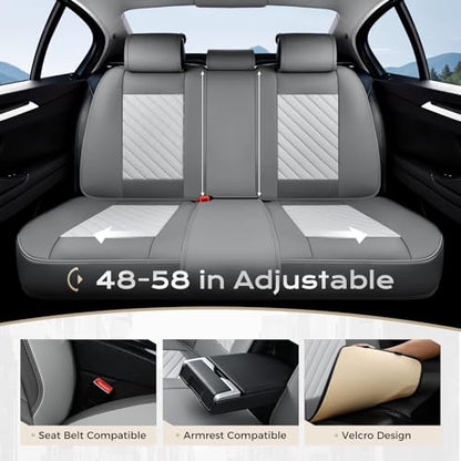 Coverado Car Seat Covers Full Set 5 pieces, Luxury Nappa Leather Seat Covers Universal Fit Waterproof Non-Slip Breathable Front & Back Automotive Seat Protectors for Cars, SUVs, Trucks