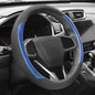 Auto Dynasty Steering Wheel Cover, Breathable Microfiber Leather Car Steering Wheel Protector with Black Blue Contrast Stitching, Anti-Slip, [14 1/2 to 15 Inches] Universal Fit Cars Trucks SUVs - color: Contrast Blue