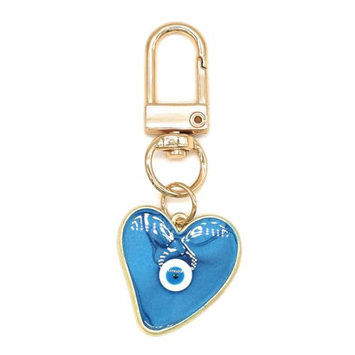 Evil Eye Keychains Sweat-heart Keychains Protection Charm for Women Men Car Key Ring Bag Purse Accessories - color: Blue