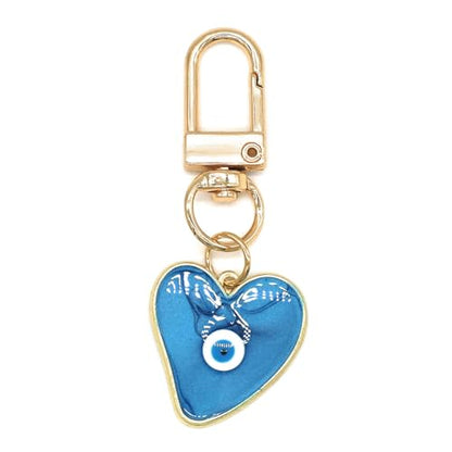 Evil Eye Keychains Sweat-heart Keychains Protection Charm for Women Men Car Key Ring Bag Purse Accessories - color: Blue