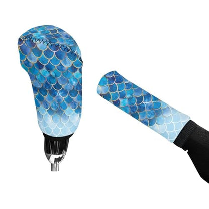 Bulopur Car Shifter Gear Hand Brake Trim Cover Set for Most Cars Van SUV Sedan Truck Auto Accessories - color: Blue Mermaid