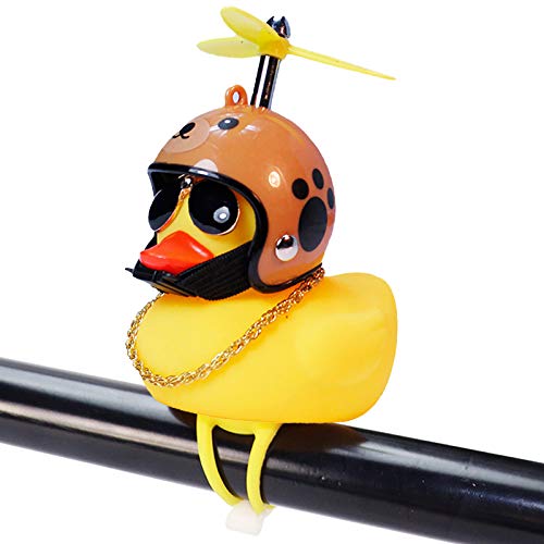 Rubber Duck Toy Car Ornaments Yellow Duck Car Dashboard Decorations Squeeze Duck Bicycle Horns with Propeller Helmet - color: Bear