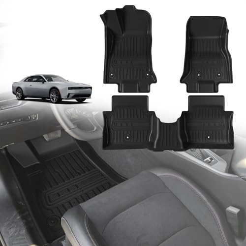 TripleAliners All-Weather Mats Compatible with 2026 2025 2024 Dodge Charger EV Accessories Floor Liners Trunk Cover Custom Fit TPE Heavy-Duty Liners (Floor Mats) - size: Charger EV | 2024+