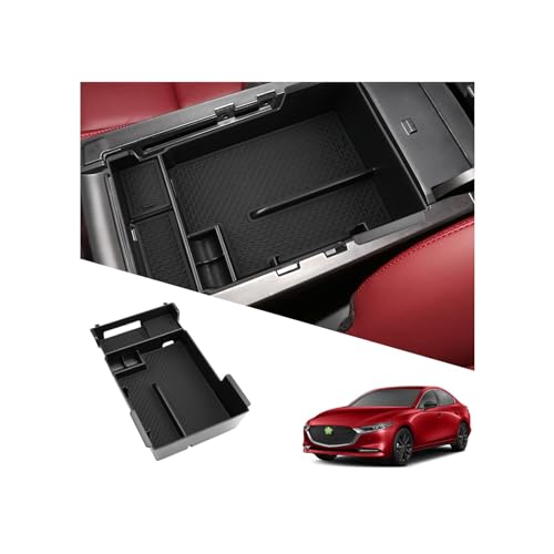 Ruiya 2019-2025 2026 Mazda3 Center Console Organizer for Mazda3 Hatchback/Sedan Accessories ABS Material Armrest Console Organizer Compatible with 2019-2022 2023 2024 2025 2026 Mazda Mazda3 - color: 2019-2026 Mazda3