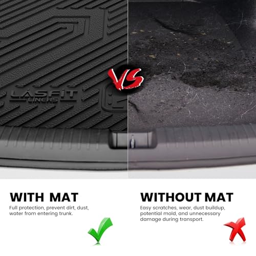 LASFIT Cargo Mat for Audi Q5/SQ5 2018-2025(Include Q5/SQ5 Sportback), Custom Fit All-Weather TPE Trunk Mat for Audi Accessories, Waterproof, Easy to Clean, Black - size: 3)2018-2025|For Audi Q5/SQ5|Cargo Mat