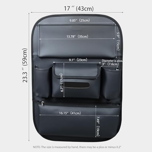 Car Seat Organizers Waterproof Backseat Protector with Storage Pocket Large Leather Kick Mats for Kids Pets Automobile SUV Truck (Black, Large Pocket) - color: Black