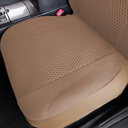 Flying Banner car seat Covers Full Set Velvet Cubic Press Massage Breathable Rear Bench Split Black Gray Beige tan 40/60 50/50 60/40 (Full Set - Low Back, Dark Beige) - color: Dark Beige