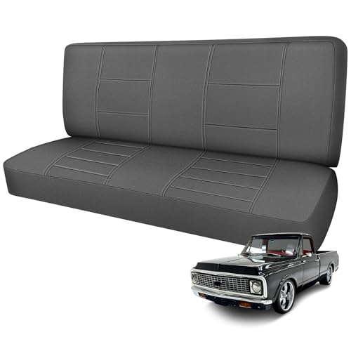 Truck Bench Seat Cover Compatible with 1961-1987 Chevy C10/20 & K10/20, Heavy Duty Knitted Fabric with Sponge Seat Cushion - color: charcoal