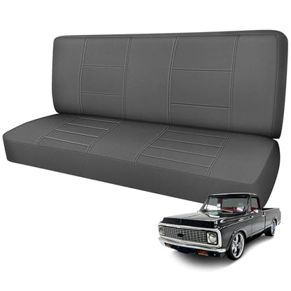Truck Bench Seat Cover Compatible with 1961-1987 Chevy C10/20 & K10/20, Heavy Duty Knitted Fabric with Sponge Seat Cushion - color: charcoal