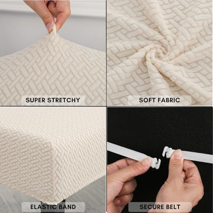 SPRINGRICO Stretch Dining Bench Cover, Removable Bench Slipcover Washable Bench Seat Protector Rectangle Bench Cover for Dining Room, Living Room, Bedroom, Kitchen (S3-Warm Cream) - color: S3-warm Cream