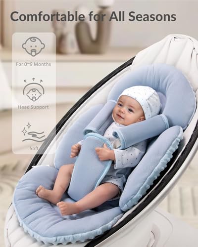 Generic Infant Insert Compatible with Mamaroo Swing & Graco Swing and Infant Car Seat, Newborn Insert Baby Head Body Support, Reversible Design, Breathable Soft Fabric, 1Pcs - Dots, Dark Blue - color: Dots, Dark Blue