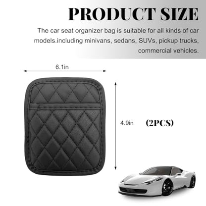 2 PCS Car Side Pocket Organizer, Leather Adhesive Auto Side Seat Back Storage Pocket, Waterproof Phone Document Sunglasses Holder Vehicle Gap Filler Pouch, Car Accessories (Small) - size: Small