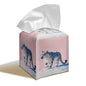 Snow Leopard Art 5.2-Inch Square PU Leather Tissue Box Cover – Hand-Stitched, Removable Liner, Bathroom, Bedroom, Living Room, Office, Gift for Snow Leopard & Animal Lovers - color: Snow Leopard