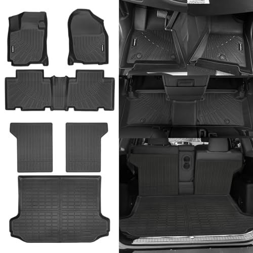 Naibeve Floor Mats for 2006-2012 Toyota RAV4-All Weather for Toyota RAV4 Floor Mats Liners 2 Row & Cargo Mats Liner & Backrest Mats (Floor Liner+Trunk Mat+Backrest Mats) - size: 4)Rav4|2006-2012