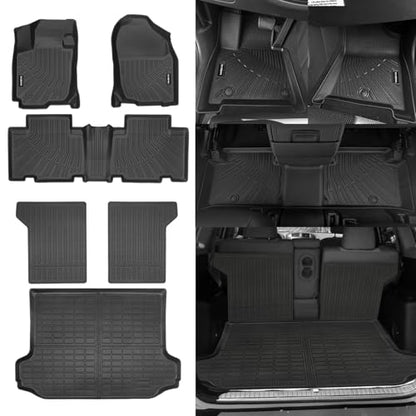 Naibeve Floor Mats for 2006-2012 Toyota RAV4-All Weather for Toyota RAV4 Floor Mats Liners 2 Row & Cargo Mats Liner & Backrest Mats (Floor Liner+Trunk Mat+Backrest Mats) - size: 4)Rav4|2006-2012