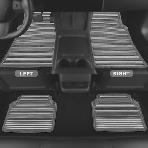 CAR PASS Rubber Car Mats,Car Floor Mats All Weather,Car Mats Full Set 4-Piece,Waterproof Automotive Floor Mats Trim to Fit for Most Cars Sedans SUVs Vans,Heavy Duty Anti-Slip Easy Clean, All Gray - color: Gray