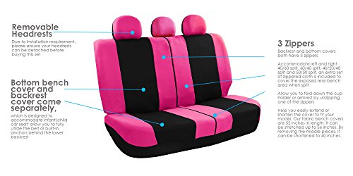 FH Group Light & Breezy Cloth Seat Full Car Seat Covers (Airbag & Split Ready) with Carpet Floor Mats- Universal Car, Truck, SUV, or Van (Pink/Black) FB030115 - color: Pink