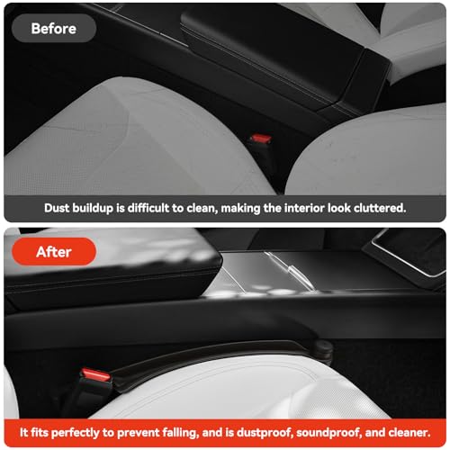 Car Seat Gap Filler [2 Pack], Premium Silicone Side Console Organizer with Built-in Emergency Glass Breaker, Universal Fit Automotive Gap Blocker to Prevent Dropping, Car Interior Decor