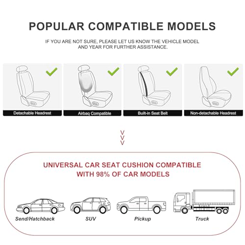 Luxury Faux Leather Car Seat Cover Front Bottom Seat Cushion Cover, Anti-Slip and Wrap Around The Bottom, Fits 95% of Vehicles (Gray)