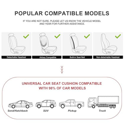 Luxury Faux Leather Car Seat Cover Front Bottom Seat Cushion Cover, Anti-Slip and Wrap Around The Bottom, Fits 95% of Vehicles (Gray)