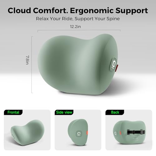 BEBAS Memory Foam Car Headrest Pillow - Breathable Neck Support Pillow for Driving, Universal Fit Cars/SUVs/Tesla/Toyota & Office Chair, Removable Cover (Green, 4-Season) - color: Green