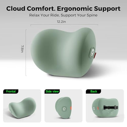BEBAS Memory Foam Car Headrest Pillow - Breathable Neck Support Pillow for Driving, Universal Fit Cars/SUVs/Tesla/Toyota & Office Chair, Removable Cover (Green, 4-Season) - color: Green