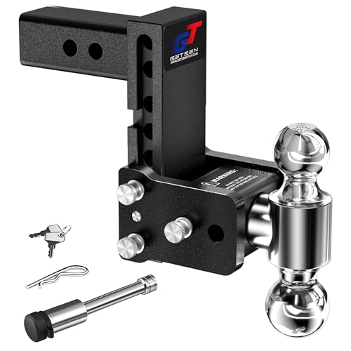 Trailer Hitches, Adjustable Trailer Hitch Ball Mount - Fits 2.5" Receiver, Dual Ball (2" x 2-5/16"), 5" Drop, 15,000 GTW - GT25052B