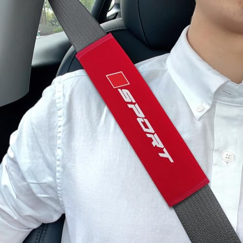 Car Seat Belt Covers, Soft Seat Belt Shoulder Guard, Breathable Seatbelt Shoulder Strap Cushion Pad for Comfortable Driving, Universal Car Interior Accessories for Most Cars Trucks SUV (Red) - color: Red