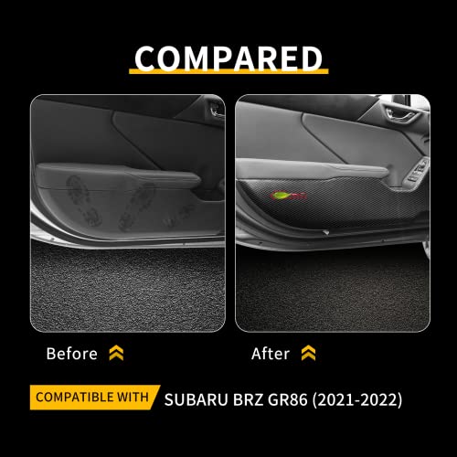 Car Door Anti Kick Pad for Toyota GR86 2021 2022 2023 2024 2025 Protective Stickers Interior Decals Accessories Self-Adhesive Side Edge Protection Mats Cover Carbon Fiber Pattern