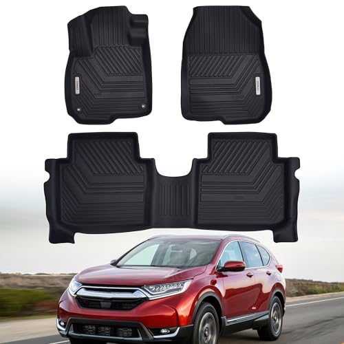 All Weather Floor Mat for 2017-2022 Honda CR-V(Incloud CR-V Hybrid), TPE Car Mat Full Set Front & Rear 3PCS,Custom Fit Floor Liners - Anti-Slip Waterproof Odorless Easy Clean - Black - size: Honda, style: 17-22 Honda CRV