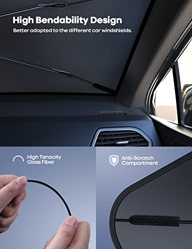 Lamicall Car Windshield Sunshade Umbrella - Foldable Car Windshield Sun Shade Cover, 5 Layers UV Block Coating, 52"x31" Front Window Heat Insulation Protection, for Auto Sedan, SUV Windshield - size: 52"x31"