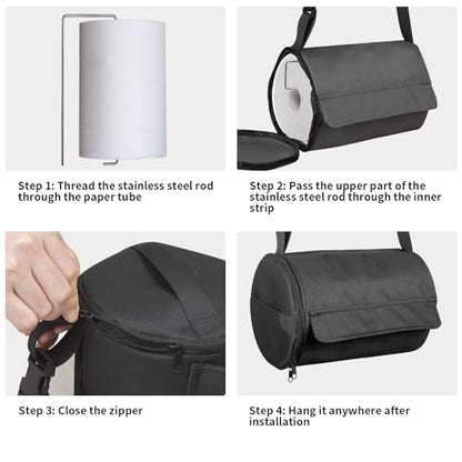 Hanging Camping Toilet Paper Holder - Waterproof Paper Towel Holder Organizer - Portable Roll Paper Reusable Storage Bag