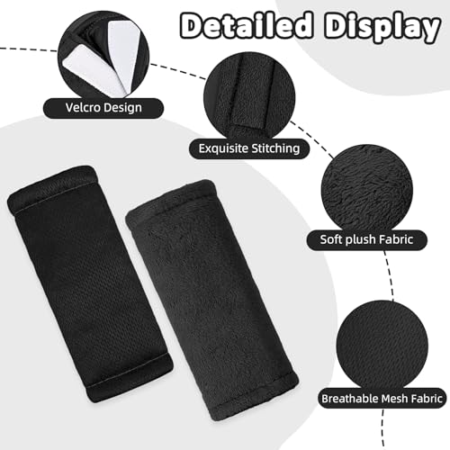 SWESEN Baby Car Seat Strap Covers, 3 Piece Soft Car Seat Strap Shoulder Pads for Baby Girls Boys, Double-Sided Use carseat Straps Covers for Stroller, Car Seats, Pushchair, Black - color: Black
