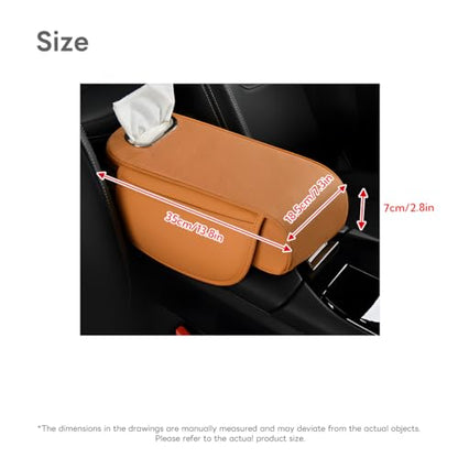 Car Armrest Pad, Universal Armrest Cushion Pad, Leather Armrest Box Pad - color: Without cup holder, Orange
