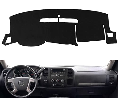 Dash Cover Mat Custom Fit for 07-13 Chevy Chevrolet Silverado 1500 2500HD 3500HD LS/LT/WT, 07-13 GMC Sierra 1500 2500HD 3500HD SL/SLE/WT,Dashboard Cover Pad Carpet(Black) Y74 - color: 07-13 Black