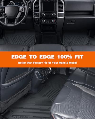 Floor Mats for F150 Ford 2015-2025 2026 and F150 Lightning 2022-2025 2026 SuperCrew with Bucket Seats(Without Rear Fold Flat Storage Box), Custom Fit TPE All Weather Floor Liners - size: F150/F150 Lightning Without storage