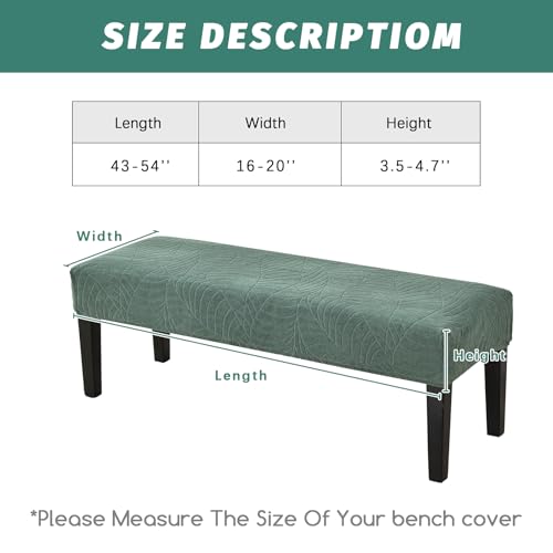 FUANGUI Waterproof Bench Cover, Stretch Jacquard Dining Bench Cover for bedrooms, Living Rooms, Kitchens, Protector Chair Bench Piano Bench Seat Covers Stool Slipcover Removable, Washable - Green - color: Jacquard Green