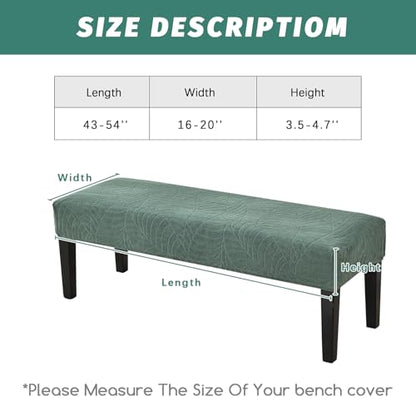 FUANGUI Waterproof Bench Cover, Stretch Jacquard Dining Bench Cover for bedrooms, Living Rooms, Kitchens, Protector Chair Bench Piano Bench Seat Covers Stool Slipcover Removable, Washable - Green - color: Jacquard Green