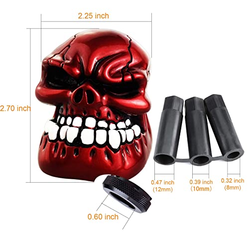 Skeleton Shifter Knobs Skull Gear Lever Handle Car Shift Head Fit Most Manual Automatic Transmission, Red - color: Red
