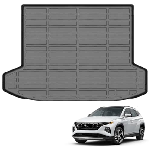 Auxko All Weather Cargo Liner Mat Fit for 2026 2025 2024-2022 Hyundai Tucson Hybrid TPE Trunk Mat Tucson Accessory All Season Odorless Anti-Slip Black - size: tucson hybrid|2022-2026|cargo mat