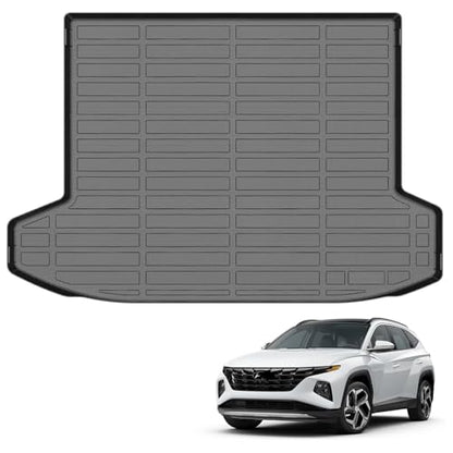 Auxko All Weather Cargo Liner Mat Fit for 2026 2025 2024-2022 Hyundai Tucson Hybrid TPE Trunk Mat Tucson Accessory All Season Odorless Anti-Slip Black - size: tucson hybrid|2022-2026|cargo mat