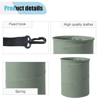 Collapsible Trash Can Car Garbage Bag - Leather Pop-up Car Trash Bin with Elastic Band - Hanging Foldable Garbage Can Vehicle Waste Basket Bin - Double-Layer Washable Bag for Cars Camping (Grey)
