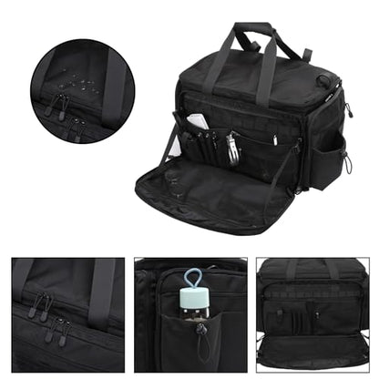 MOSISO Patrol Bag Law Enforcement, Car Front Seat Organizer for Police Equipment, Police Gear Bag with Padded 16 inch Laptop Compartment, Hanging Seat Storage Case for Patrol Vehicle,Car,Truck, Black