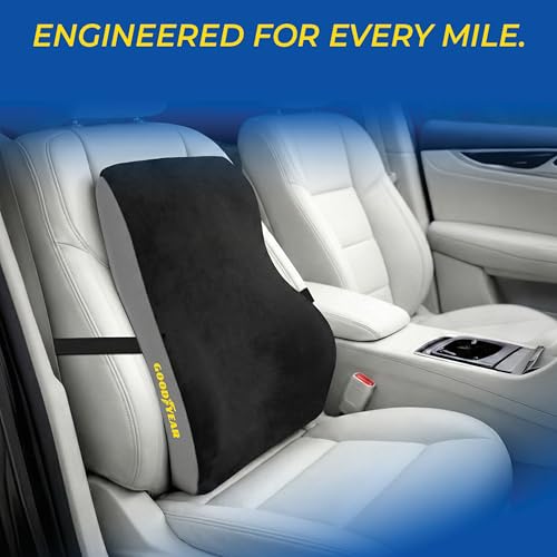 Goodyear Ergonomic Lumbar Support Pillow for Office Chair and Car Seat - Memory Foam Back Support Lumbar Pillow, Premium Cushion Chair Support for Lower Back Pain Relief and Versatile Use - Black