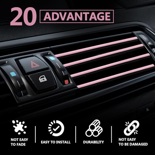 Automotive 20PCS Universal Car Air Conditioner Vent Trim Decoration Strip Bendable Vent Outlet Trim for Most Cars SUVs and Trucks with Straight Grilles,Pink - color: Pink